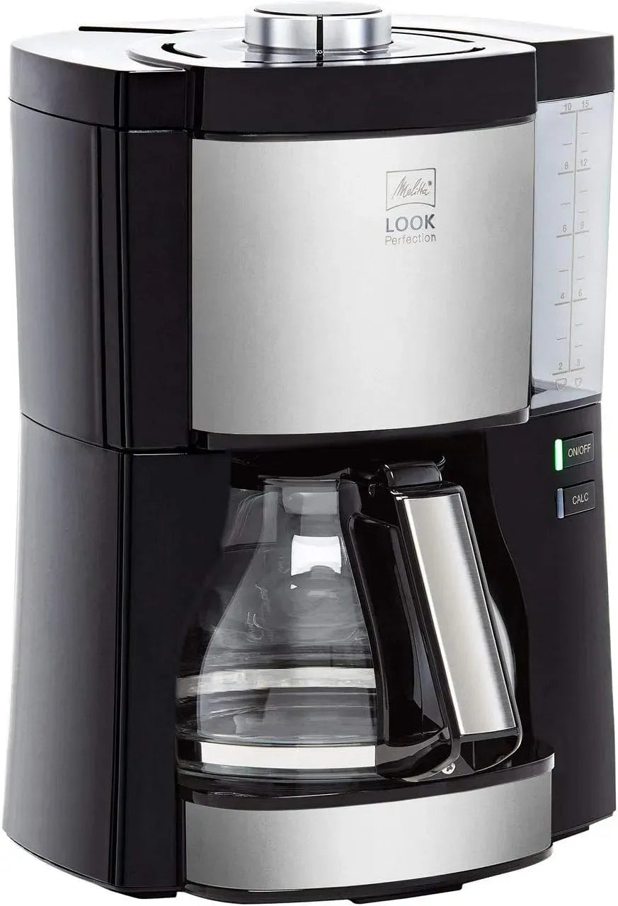 Melitta Macchina da caffè, 1,25 L, caffettiera elettrica, Look V Perfection 1025-06 Macchina da Caffè Americano a Filtri con Caraffa in Vetro Nera