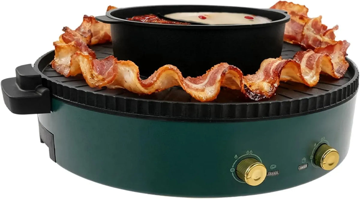 Pentola e padella, 2000 W, grill, verde, multifunzione elettrica con grill