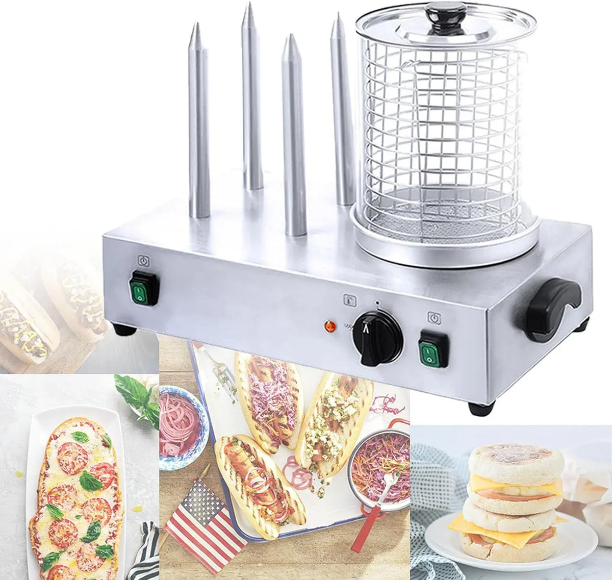 Tostapane, professionale, acciaio inox, piroscafo di Hot Dog in Acciaio Inossidabile Commerciale