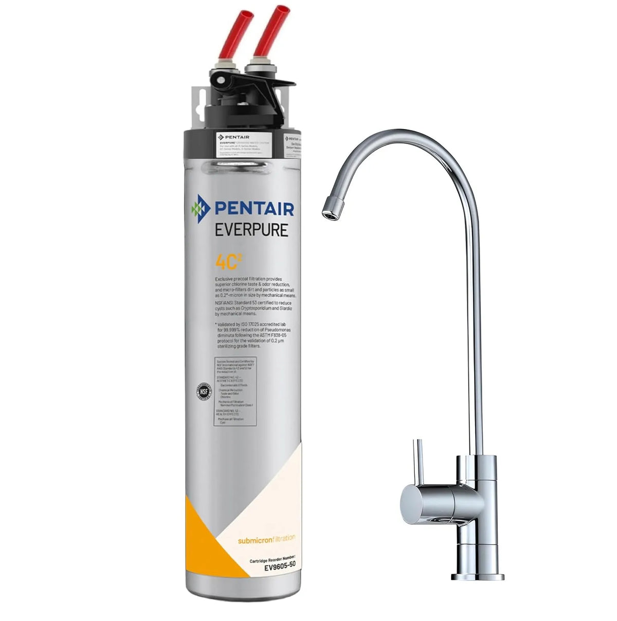 Rubinetto da cucina 4C2, miscelatore e rubinetto lavello, Depuratore Acqua Everpure 0,2 Micron con Rubinetto 1 Via