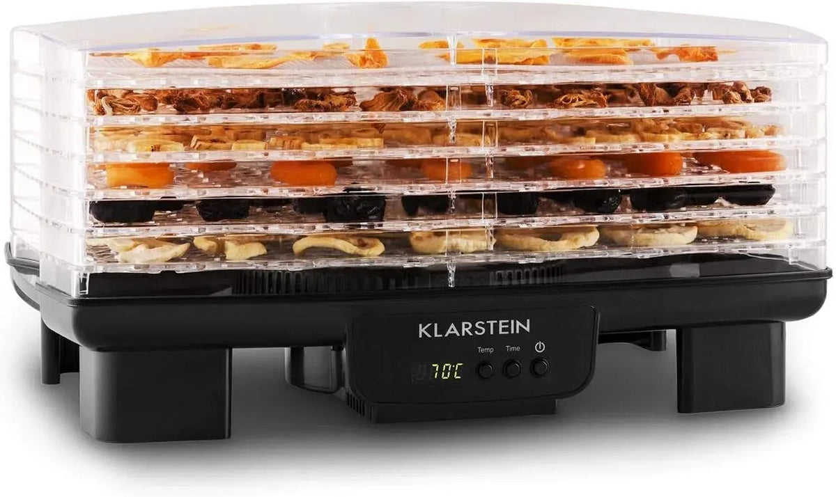 Klarstein Asciugatrice, 550 W, 40 a 70 °C, timer, display LCD, nero, schermo LCD, 6 ripiani