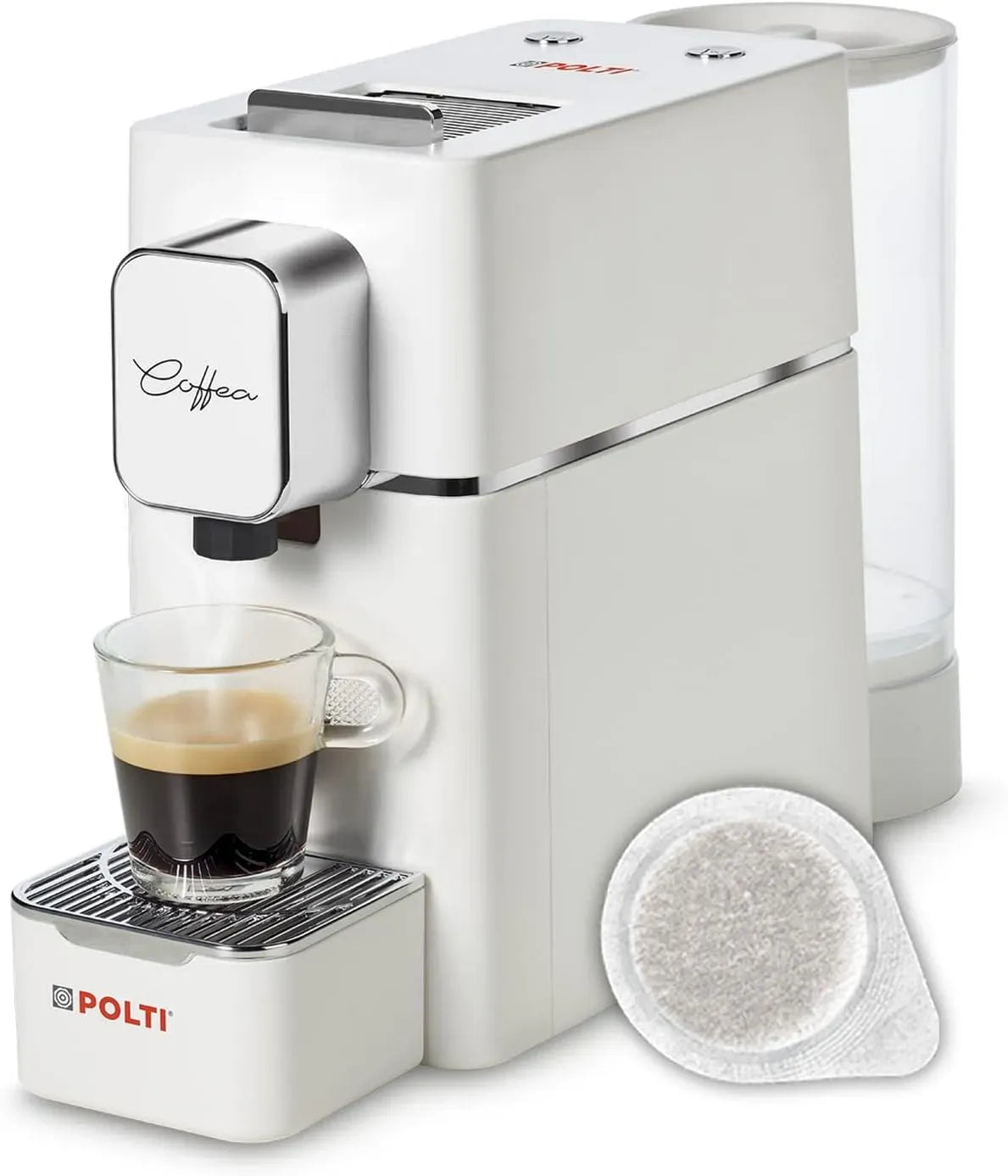 S15W Macchina per Caff, Pompa, macchina da caffè elettrica, 0.85 L, 44 mm, 19 bar, ampio serbatoio, bianco, per Caffè Espresso, Polti