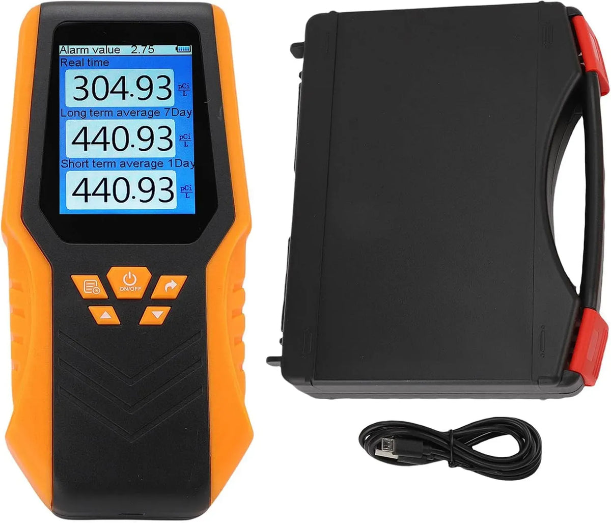 Rilevatore, cavo, portatile, USB, display LCD, plastica, per test del radon