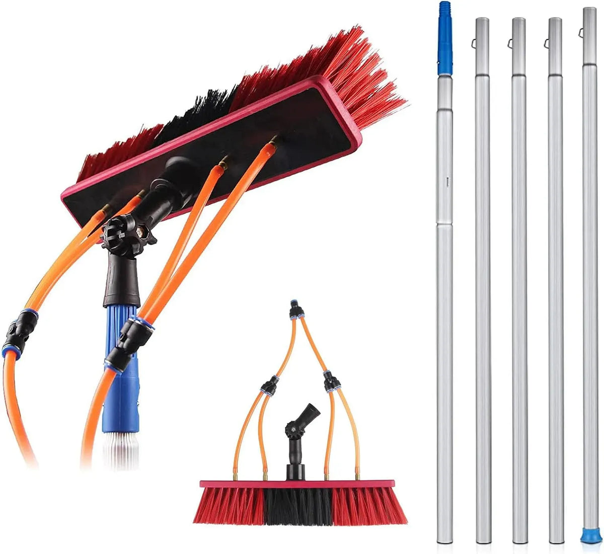 Pulitore, 30 cm, 6 m, per finestre, Kit con Asta telescopica da 6 m con Alimentazione ad Acqua e Testina da 30 cm