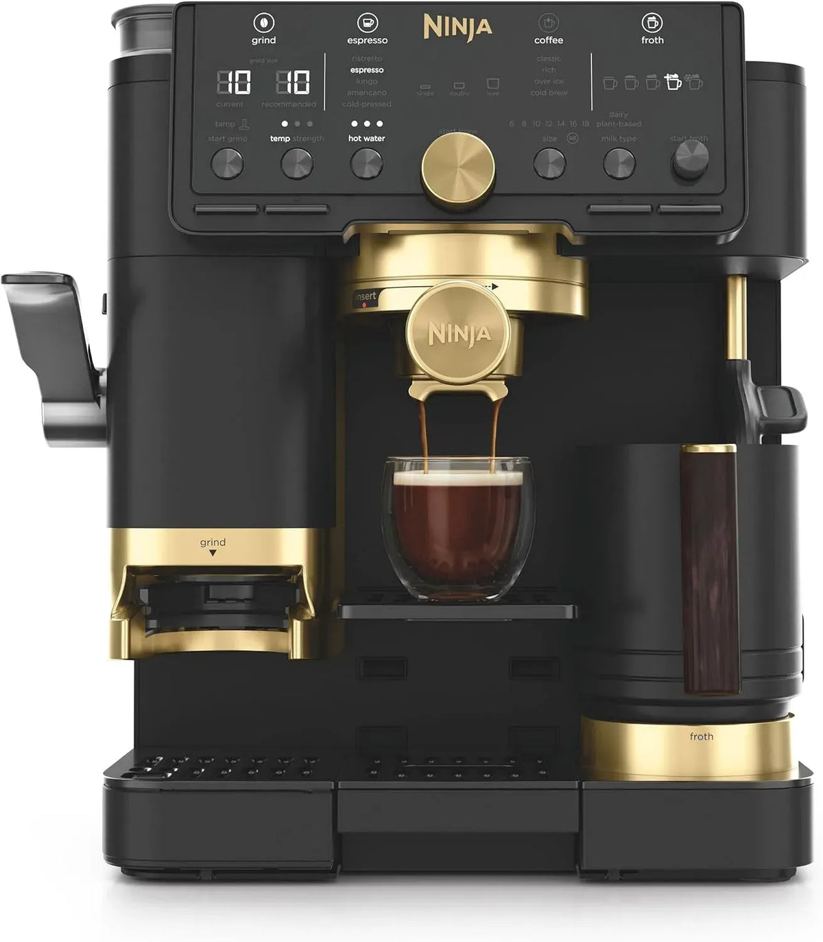 Ninja ES771EUBK Montalatte, 5 programmi, cappuccinatore, 5 Programmi Automatici Schiuma, Cappuccino
