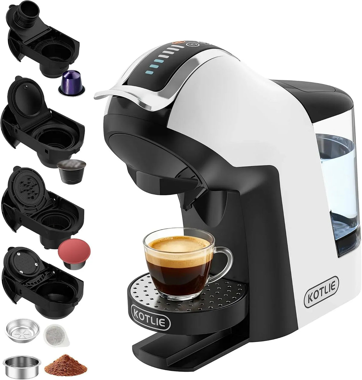 Macchina da caffè, KOTLIE EM-308B, ampio serbatoio, appartamento e ufficio, 3 temperature di infusione, serbatoio d'acqua da 1 litro