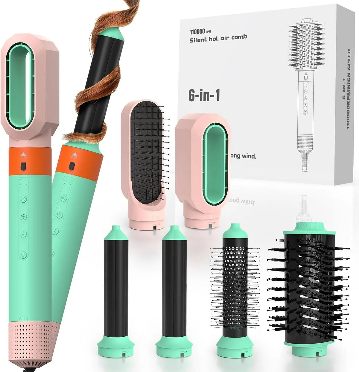 spazzola, automatico, Set parrucchiere 6 in 1, spazzola ad aria calda ioni negativi asciugatura rapida 110
