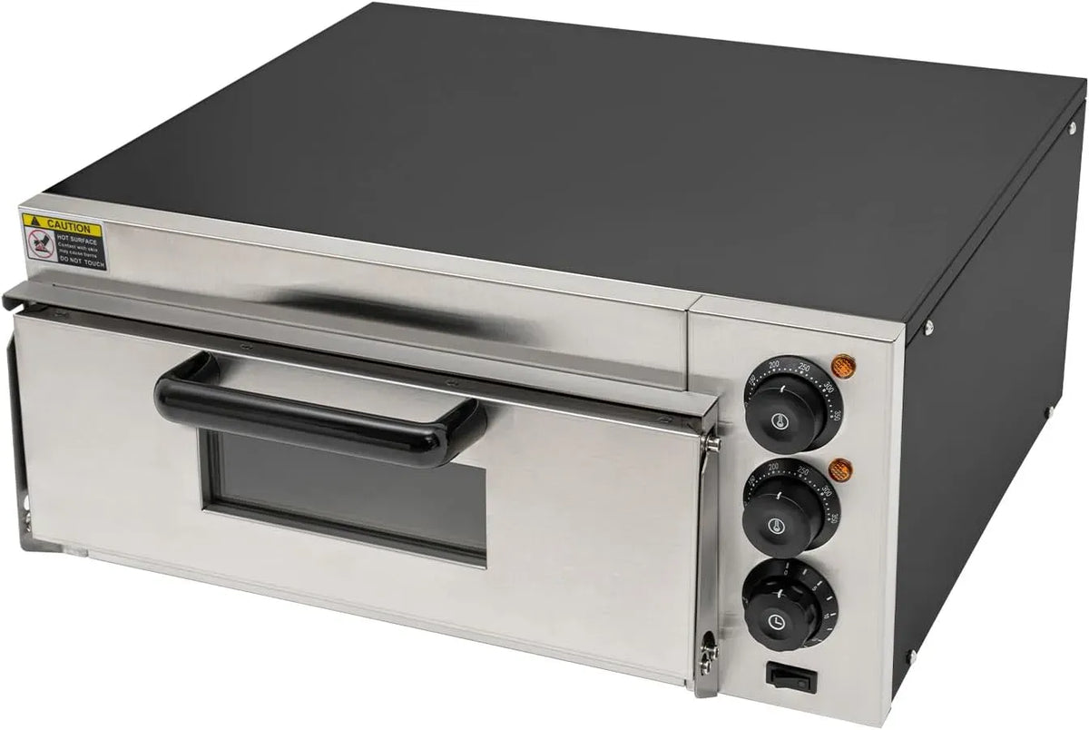 Forno elettrico per pizza, 20 L, 2000 W, timer, professionale, 2 zone di temperatura, acciaio inox