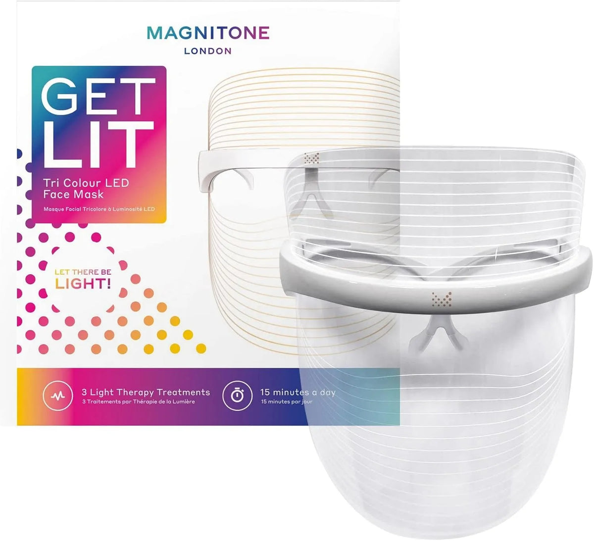 luce rossa, Magnitone Get Lit, Maschera per il viso a LED tricolore, riduce l'aspetto di linee sottili