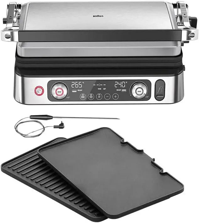 Braun CG 9160 Lavastoviglie, 2200 W, grill, acciaio inox, nero, MultiGrill 9 Pro, Griglia Elettrica con 2 Termostati Indipendenti