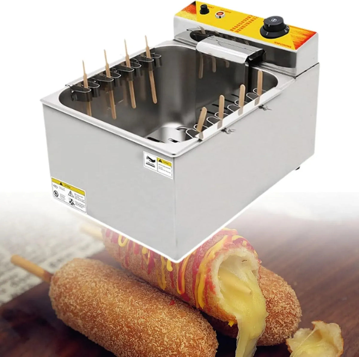 Macchina Per Hot, 1900 W, professionale, acciaio inox, per Corn Dog Con Olio Profondo Di Grande Capacità In Acc