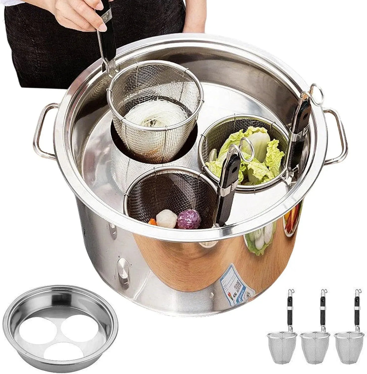 Pentola e padella, acciaio inox, utensile da cucina, Pentola per pasta con colino integrato in acciaio per cuocere la pasta