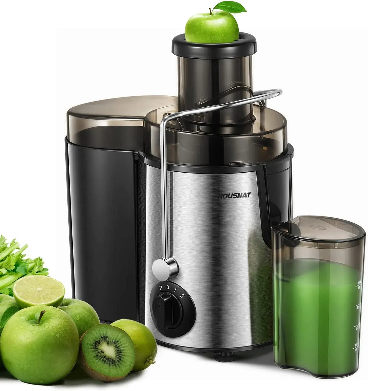 estrattore di succo e spremiagrumi, 800 W, 65 mm, 3 velocità, per frutta e verdura intera