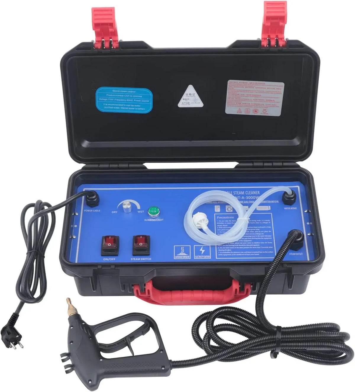 Pulitore a vapore, 3000 W, professionale, uso su pavimenti, cucina, auto, finestre e divano, per barbecue, 130 °C