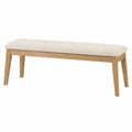 Panca imbottita rettangolare in legno massello di faggio con seduta in poliestere crema 110 cm 35 cm 45 cm