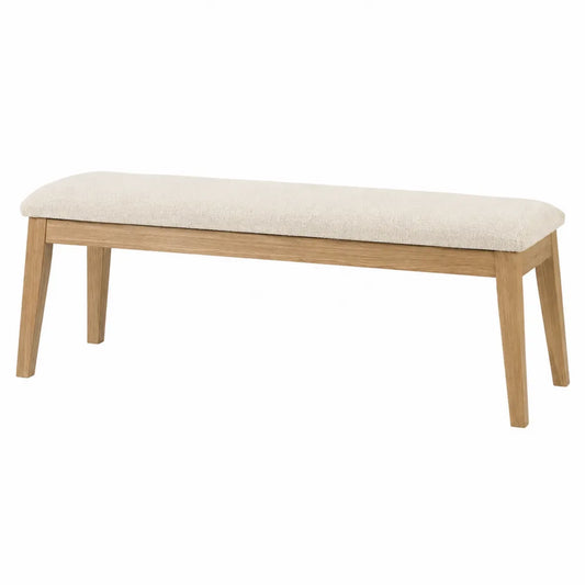 Panca imbottita rettangolare in legno massello di faggio con seduta in poliestere crema 110 cm 35 cm 45 cm