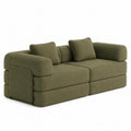 Divano modulare 2 posti in tessuto di poliestere a coste verde oliva 180x95x75 cm