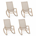 Set 4 sedie a dondolo da esterno in alluminio verniciato beige con seduta in textilene 60 x 70 x 90 cm