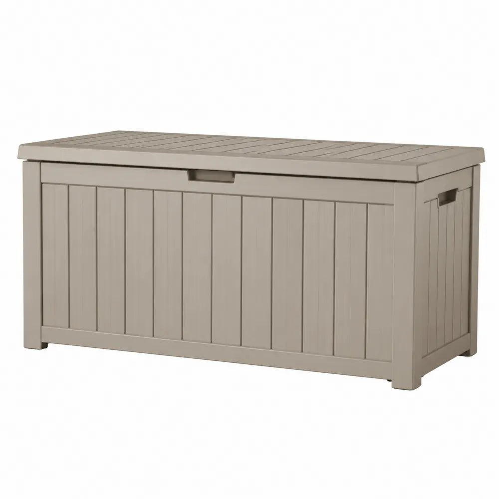 Baule da esterno contenitore in polipropilene con coperchio rettangolare beige 120 cm x 55 cm x 60 cm