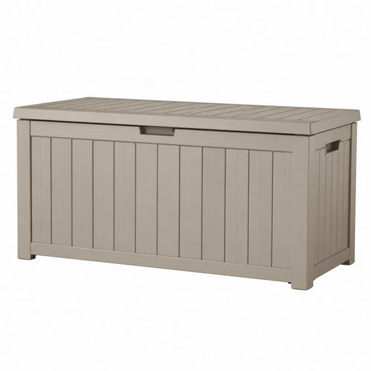 Baule da esterno contenitore in polipropilene con coperchio rettangolare beige 120 cm x 55 cm x 60 cm
