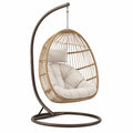 Sedia sospesa a uovo con supporto in acciaio e rattan sintetico PE naturale marrone crema 105 x 105 x 195 cm