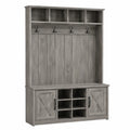 Mobile ingresso appendiabiti rettangolare da interno in pannello truciolare effetto legno grigio con panca scarpiera ganci e ante 100 x 40 x 180 cm