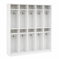 Appendiabiti da ingresso rettangolare da interno in MDF bianco con 10 ganci e 10 scomparti aperti 120 x 35 x 180 cm