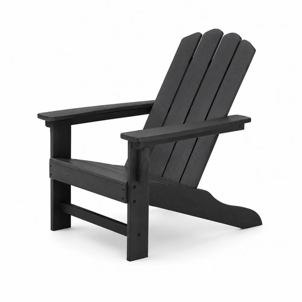 Sedia Adirondack da esterno in legno massello di pino verniciato nero con braccioli 80 x 75 x 90 cm