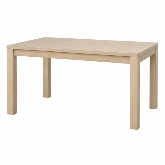 Tavolo da pranzo rettangolare in MDF effetto rovere naturale con gambe in legno di gomma 140 x 80 x 75 cm