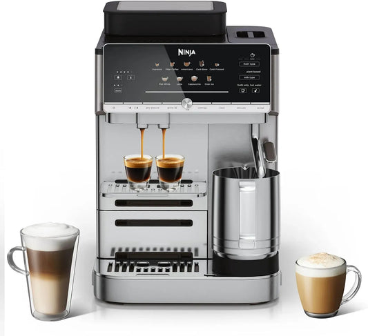 Ninja AE1021EU Lavastoviglie, 10 programmi, argento, AutoBarista Automatic Espresso, 10 programmi e 4 impostazioni schiuma latte