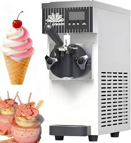 per ristoranti e bar, LCD, per pulizia automatica, Gelatiera professionale morbida da 450 W, capacità 3,5 l, 80-100 coni all'ora