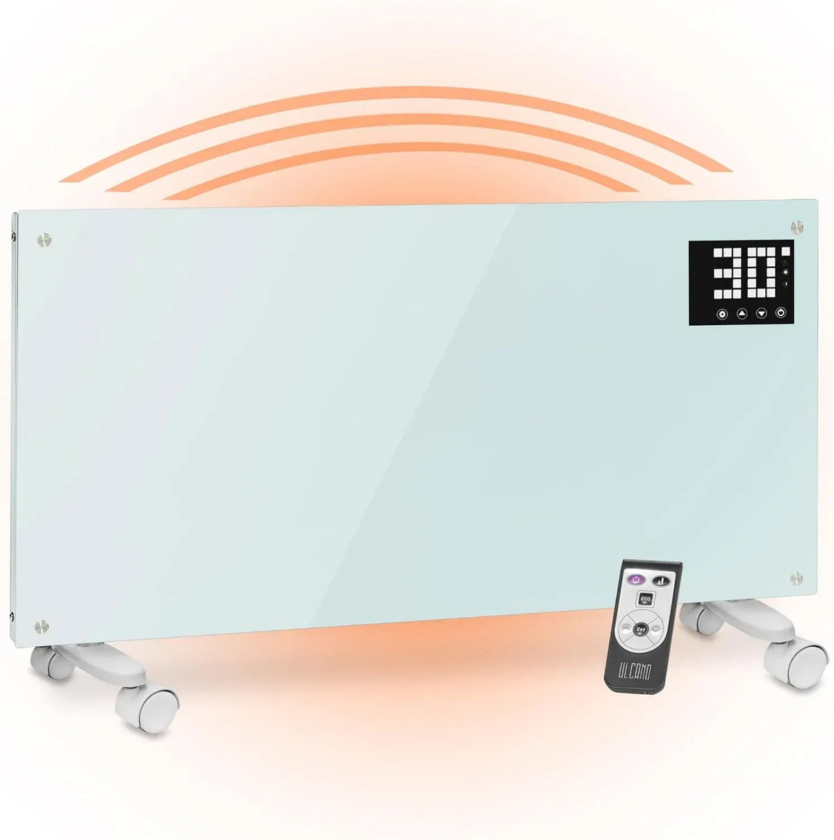 ECO 1000W Stufa Elettrica A Basso Consumo, Termoconvettore Nero Con Modalità, Potenza Max 2000W, Montaggio A Parete o Con Ruote, Con Termostato