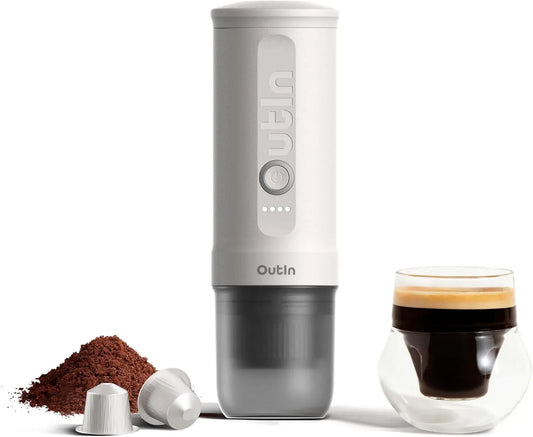 Macchina da caffè, portatile, bianco, caffettiera elettrica, OutIn Nano Macchina da caffè espresso elettrica portatile