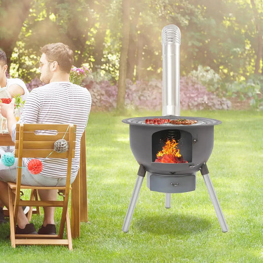 griglia, esterno, acciaio inox, per giardino, Stufa da terrazza nera