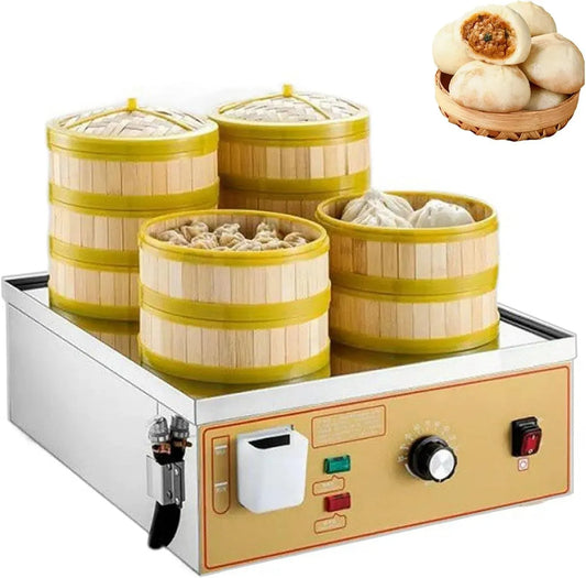 Controllo Rotativo 30-110°C, Vaporiera Commerciale for Panini da 3000 W, Fornello in Acciaio Inossidabile a 4 Fori dotato di Avviso di Spegnimento