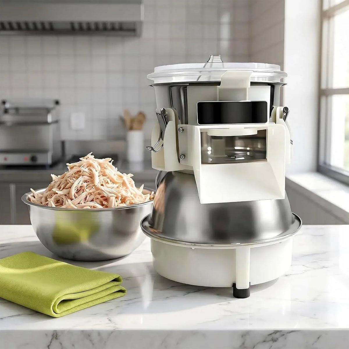 Tritacarne Elettrica per Pollo, Ideale per Negozi di Snack, per Tritacarne Professionale, capacità Produttiva 30 kg/Ora, Apertura di Scarico: 5 * 10