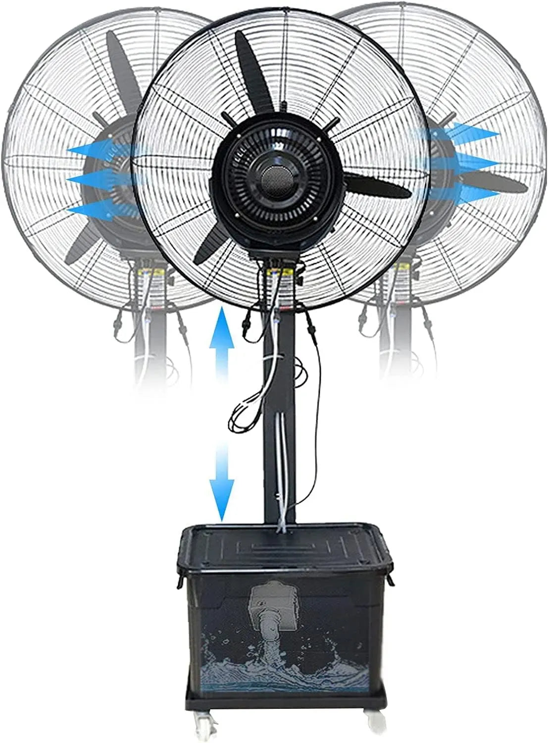 Ventilatore, 42 L, ampio serbatoio, professionale, oscillante 90°