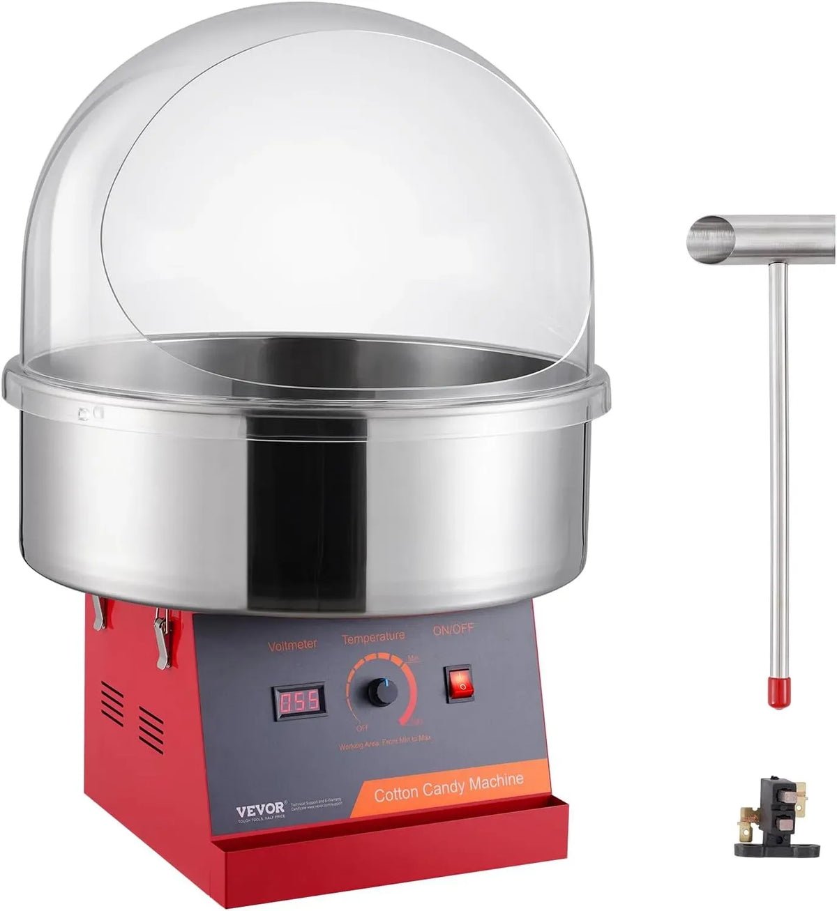 VEVOR macchina per zucchero, macchina zucchero filato, 1 kW, professionale, acciaio inox, per zucchero filato