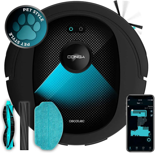 Cecotec 4in1 Robot aspirapolvere, Fino a 170 Min Autonomia, APP Pulizia, 7000 Pa