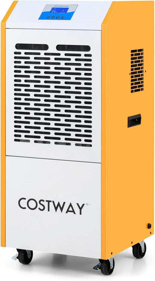 Deumidificatore, COSTWAY, professionale, deumidificatore ambiente, Deumidificatore Commerciale 90 L/Giorno con Pompa e Tubo di Scarico
