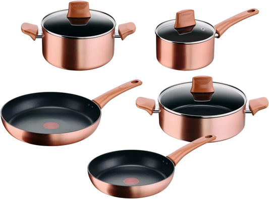 Set di Pentole e Padelle Antiaderenti, Lagostina Rosé, 8 Pezzi, Oro Rosa