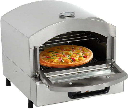 Forno elettrico per pizza, 30 cm, portatile, pietra refrattaria, acciaio inox