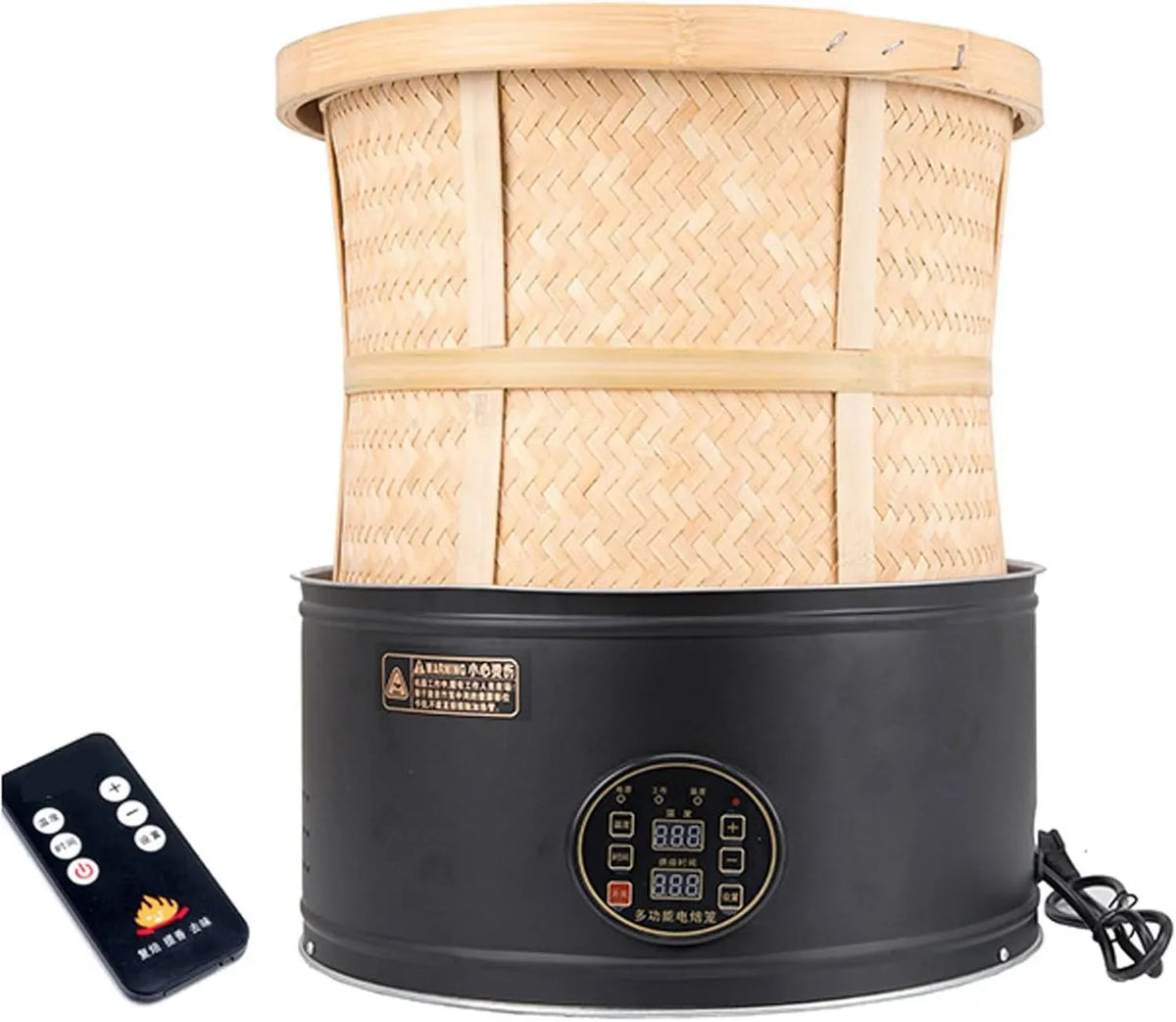 Frutta secca, Tostatrice elettrica per tè con Timer e Telecomando, Black 1kg, Display a LED per tè, Erbe aromatiche e Cereali