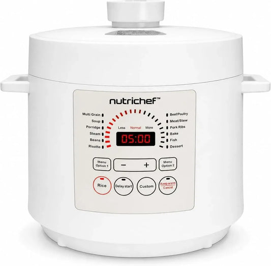 Pentola e padella, 6 L, 1000 W, timer, display LCD, acciaio inox, bianco