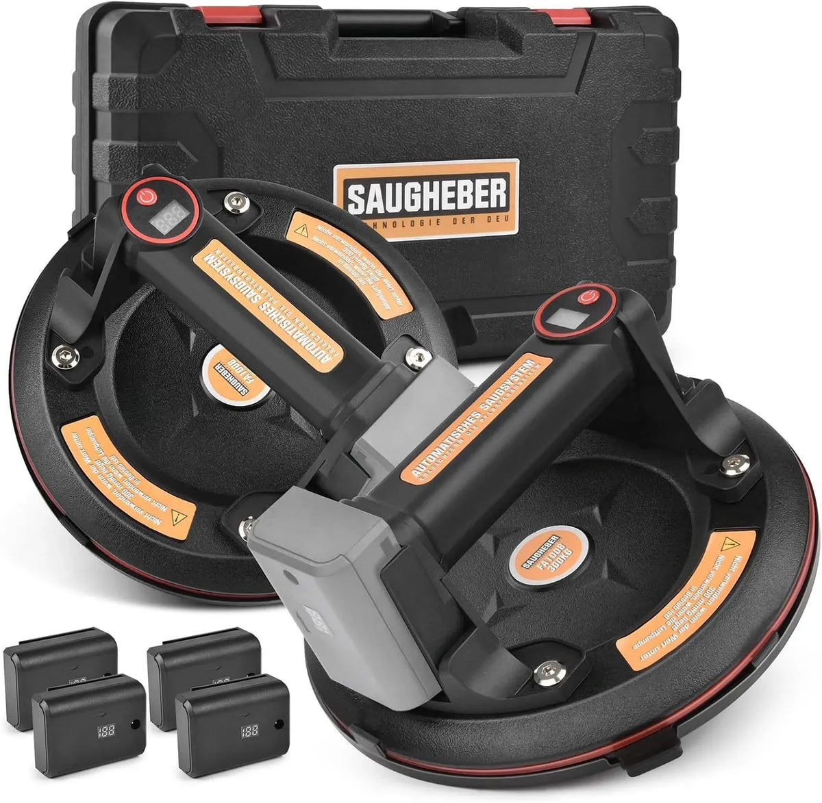 batterie, Set di 2 sollevatori a ventosa dotato di 4 batterie