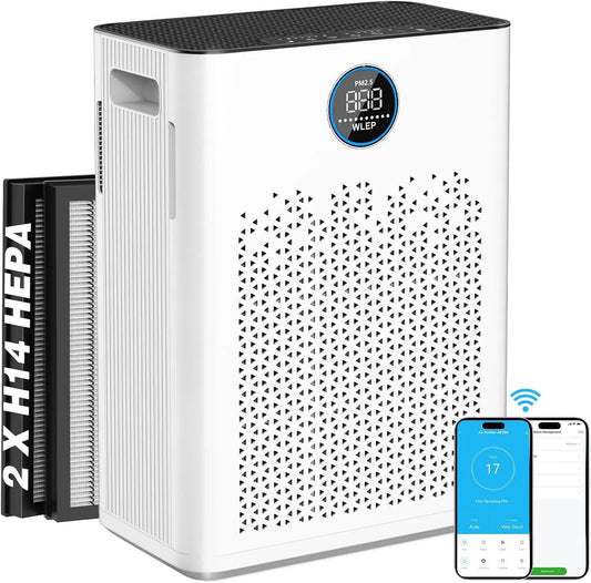 Purificatore d'aria CADR 350 H14, 350 m³/h, app, sistema di filtraggio a 6 livelli, KJ3-7S with APP, filtro HEPA e prefiltro lavabile