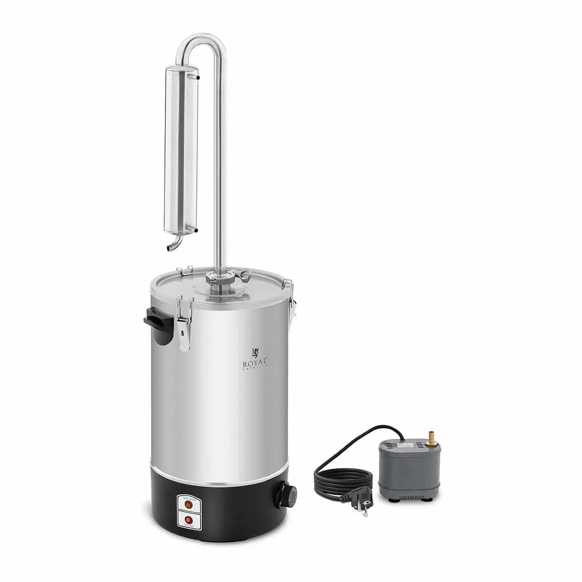 RCAD 20B Acciaio Inox, Royal Catering Distillatore Oli Essenziali e Acqua, 30-110 °C, 2000 W, 20 Litri, Diametro 250 mm