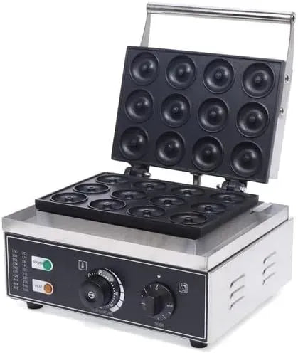 Macchina per ciambelle, 1550 W, 50 a 300 °C, donut maker, professionale, 2 zone di temperatura, per 12 mini ciambelle