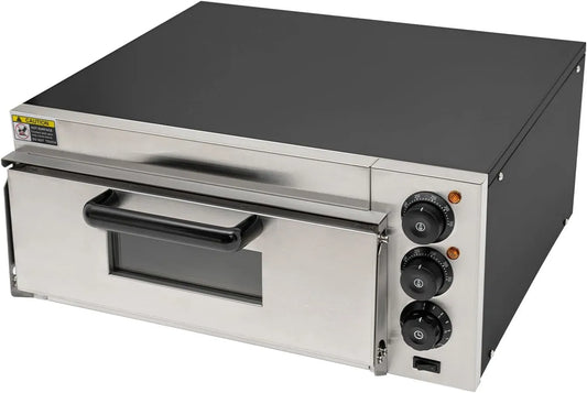 Forno elettrico per pizza, 20 L, 2000 W, timer, professionale, 2 zone di temperatura, acciaio inox