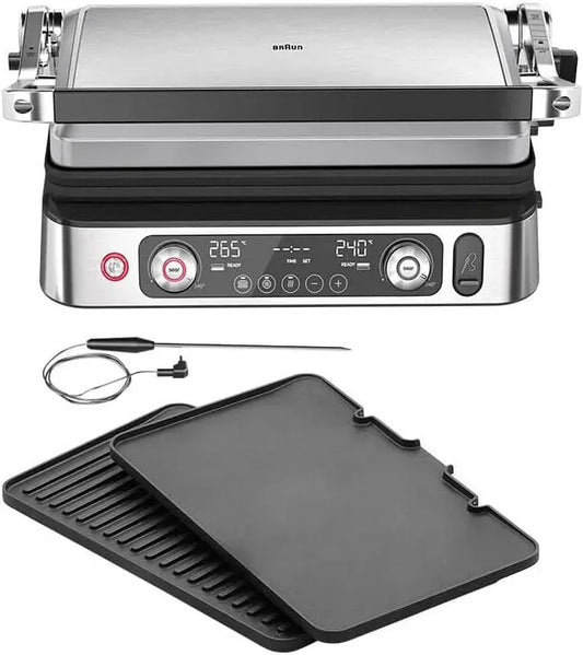 Braun CG 9160 Lavastoviglie, 2200 W, grill, acciaio inox, nero, MultiGrill 9 Pro, Griglia Elettrica con 2 Termostati Indipendenti